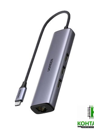 Перехідник/хаб ugreen 4 в 1 usb-c/type-c to 3xusb 3.0/1xrj-45 gigabit ethernet lan (cm475/20920) (space gray)