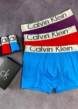 Комплект чоловічих трусів боксерів calvin klein steel(бавовна 93%), 3 шт.