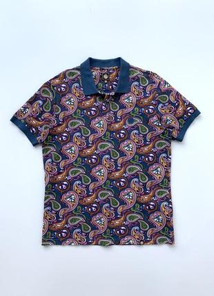 Поло pretty green ranson paisley polo shirt, футболка поло