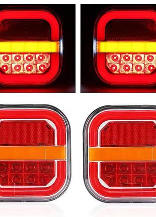 Задний фонарь led для прицепа неоновый 12-24v с бегущим поворотом (107*109*37 мм) 1шт