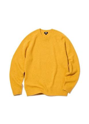 Светр uniqlo жовтий lambswool crew neck jumper