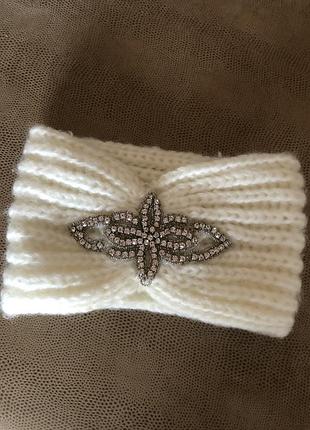 Повязка с камнями стразы белая
