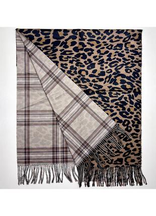 Двухсторонний леопардовый шарф палантин из натурального кашемира. турецкая зимняя шаль