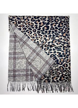 Двухсторонний леопардовый шарф палантин из натурального кашемира. турецкая зимняя шаль