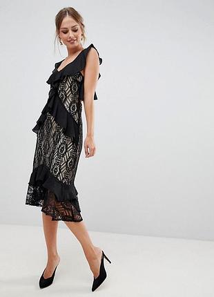 Стильное кружевное миди платье