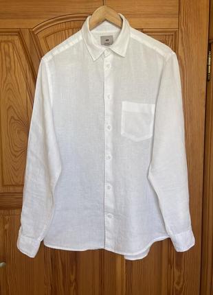 Шикарная белая льняная рубашка h&amp;m s4 фото