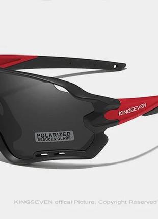 Протиударні поляризаційні сонцезахисні окуляри для велоспорту kingseven ls-911 red gray код/артикул 1843 фото
