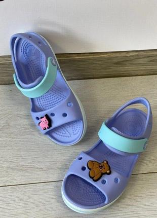 Крокс крокбенд сандалі дитячі голубі crocs crocband kids sandal moon jelly2 фото