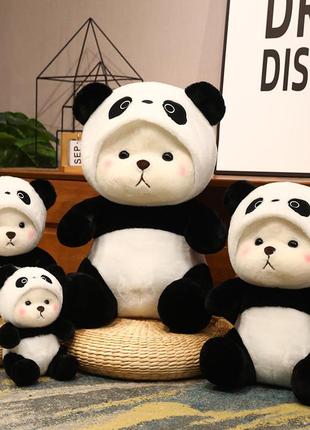 Мягкая игрушка плюшевый mишка  панда в костюме со съемным капюшоном 40 см4 фото