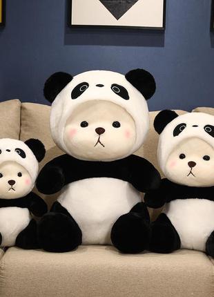 Мягкая игрушка плюшевый mишка  панда в костюме со съемным капюшоном 40 см7 фото