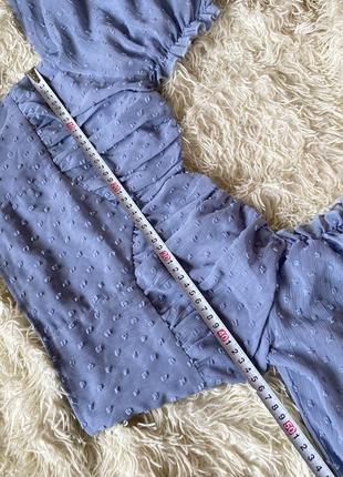 Блуза блузка кроп топ корсет бюстье в корсетном стиле в горох с объемными рукавами буфами8 фото