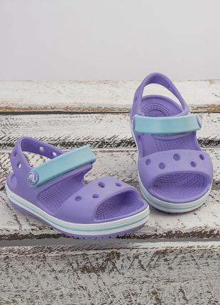 Крокс крокбенд сандалі дитячі голубі crocs crocband kids sandal moon jelly7 фото