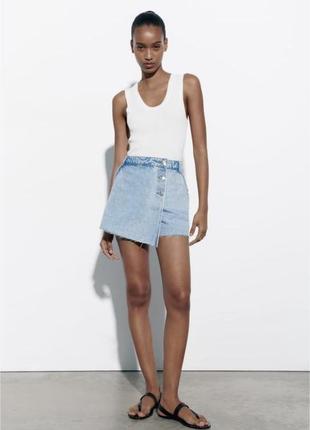 Шорты-юбка zara, шорты zara, сині шорти спідниця zara