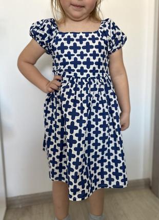 Летнее платье с синим орнаментом 116 размер4 фото