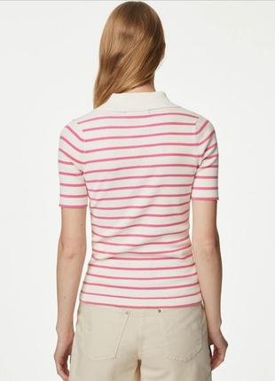 Футболка блузка блуза в смужку рожева поло5 фото