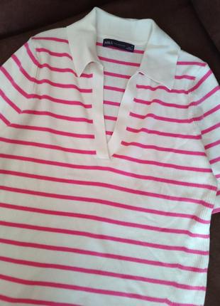 Футболка блузка блуза в смужку рожева поло7 фото