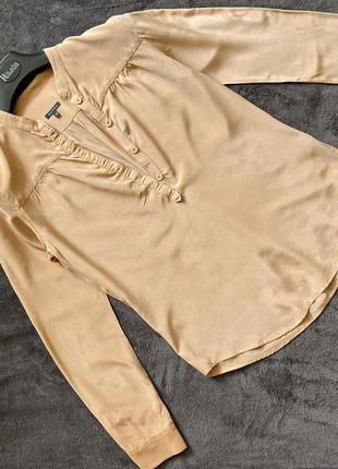 Блуза з натурального шовку бежева вільна широка2 фото