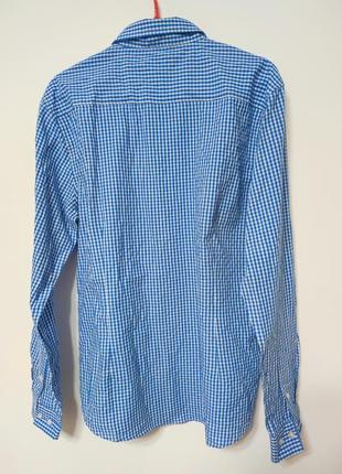 Рубашка рубашка мужская голубая синяя белая клетка легкая прямая slim fit классическая повседневная smog man, размер l5 фото