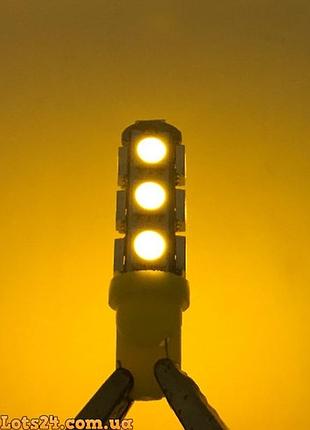 2шт авто-лампы t10 13 led w5w с 5 цветов светодиодные лампочки на автомобиль желтый