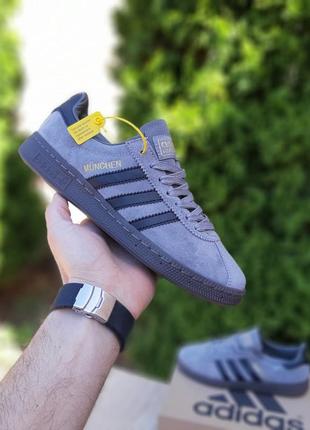 👟 кеди adidas munchen сірі / наложка bs👟4 фото