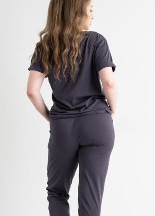 48-52 р. женский спортивный прогулочный костюм брюки штаны футболка турецкий трикотаж двунитка6 фото