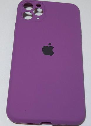 Чехол силиконовый с закрытым низом и защитой камеры для apple iphone 11 pro max в фиолетовом цвете
