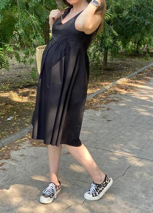 Легкое сарафан платье для беременных оверсайз меди черный mango3 фото
