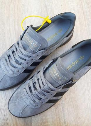 Adidas munchen серые кроссовки мужские адидас весенние осенние демисезонные демисезон топ качество низкие замшевые2 фото