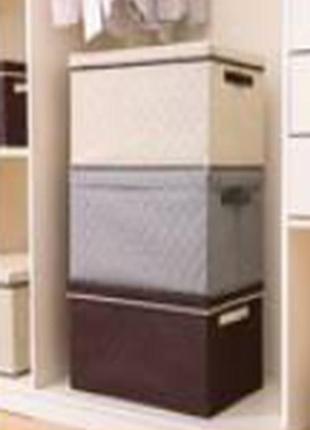 Комплект ящиков 4 шт для хранения вещей в шкафу 4 шт с крышкой и ручками тканевый, коричневый