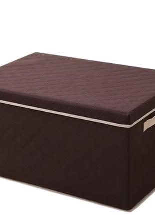 Комплект ящиков 4 шт для хранения вещей в шкафу 4 шт с крышкой и ручками тканевый, коричневый