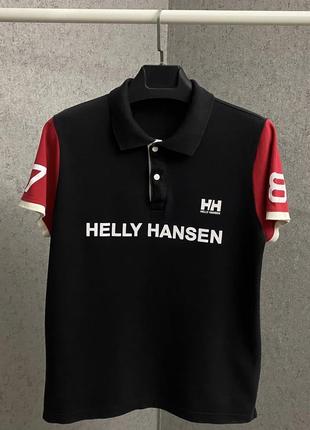 Черная футболка поло от бренда helly hansen1 фото
