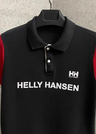 Чорна футболка поло від бренда helly hansen3 фото