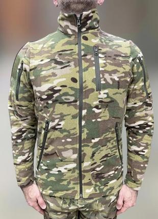 Армійська кофта флісова special, тепла, розмір xl, мультикам, шеврони та кишені на рукавах1 фото