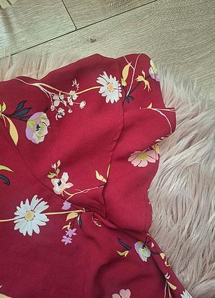 Платье с рюшами оборками на запах пышное в цветочный принт ромашки6 фото