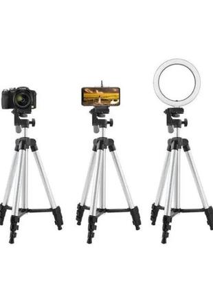 Штатив для телефона и фотоаппарата tripod 3110 pro портативный трипод 0,35-1.02м высота: серебряный10 фото