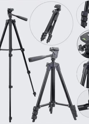 Штатив для телефона и фотоаппарата tripod 3120 pro портативный трипод 0,35-1.02м высота. цвет: черный4 фото