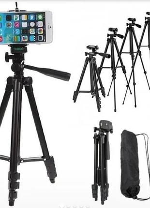 Штатив для телефона и фотоаппарата tripod 3120 pro портативный трипод 0,35-1.02м высота. цвет: черный6 фото