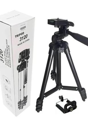 Штатив для телефона и фотоаппарата tripod 3120 pro портативный трипод 0,35-1.02м высота. цвет: черный9 фото