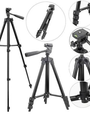 Штатив для телефона и фотоаппарата tripod 3120 pro портативный трипод 0,35-1.02м высота. цвет: черный2 фото