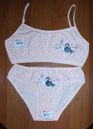 Подростковый комплект топ трусики 14-15 донелла donella лебедь сердечки