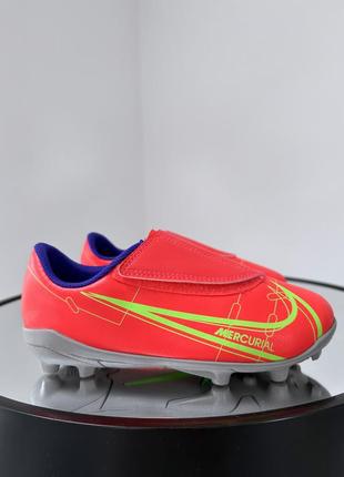 Шикарные яркие  бутсы на липучках nike mercurial vapor