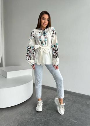 Колоритная блуза вышиванка, украинская вышиванка, этатно рубашка с вышивкой8 фото