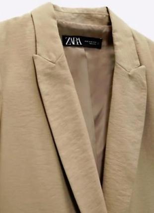 Женский блейзер открытый пиджак из атласа nwt zara бежевый размер xxl 7901/436