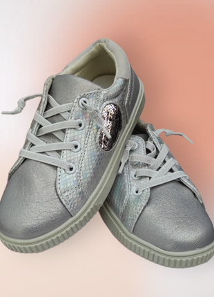 Кроссовки деми, слипоны, туфли кеды серые серебро на резинке для девочки уценка8 фото