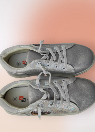 Кроссовки деми, слипоны, туфли кеды серые серебро на резинке для девочки уценка2 фото