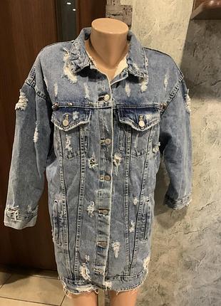 Джинсовый пиджак zara 48