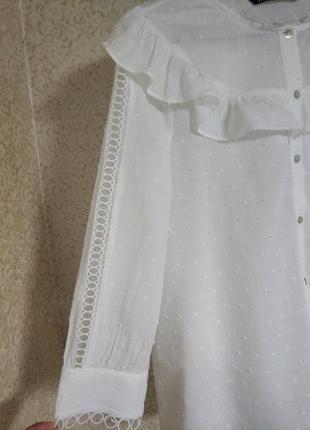 Zara стильная блузка блузка рубашка с вышивкой "плюметы" волананы вышивка прошва ришелье бренд zara.7 фото