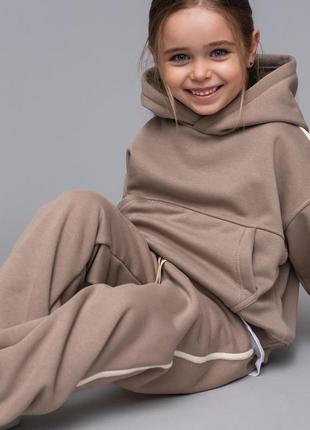 Костюм худі+джогери з лампасами, утеплений плюшевим флісом (116-134)