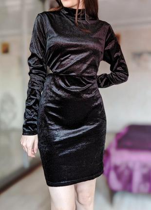 Платье велюр с интересной спинкой из сеточки и кружевая бренда warehouse5 фото