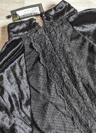 Платье велюр с интересной спинкой из сеточки и кружевая бренда warehouse8 фото